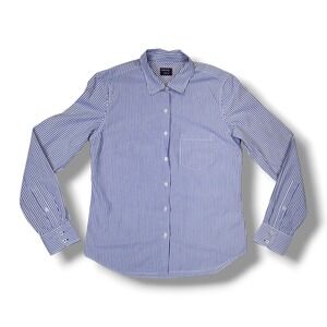 Untuckit Blue White Striped Button Front Long sleeve Cotton Shirt Women's Size 4
